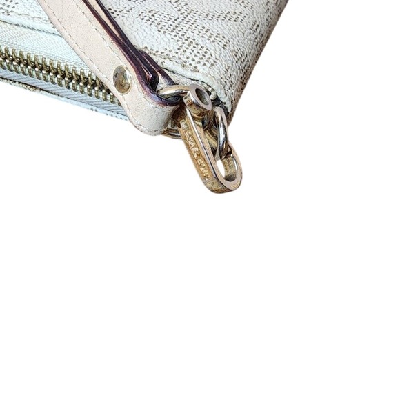 Michael Kors Jet Set Zip Around Wristlet Wallet White Beige - Picture 5 of 10